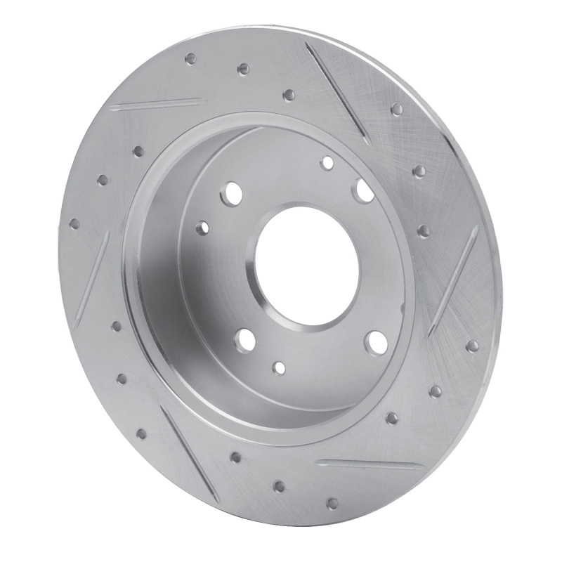 Acura CL Brake Rotor (1) - Rear Left - R1 Concepts - Drilled & Slotted - Silver - `98-`02
